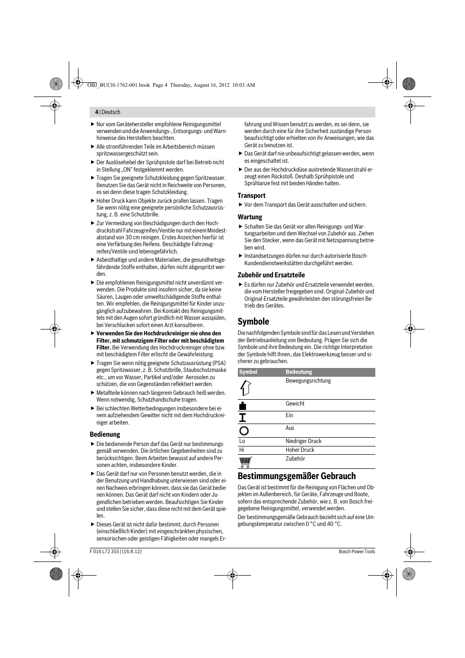 Symbole, Bestimmungsgemäßer gebrauch | Bosch GHP 5-14 User Manual | Page 4 / 198