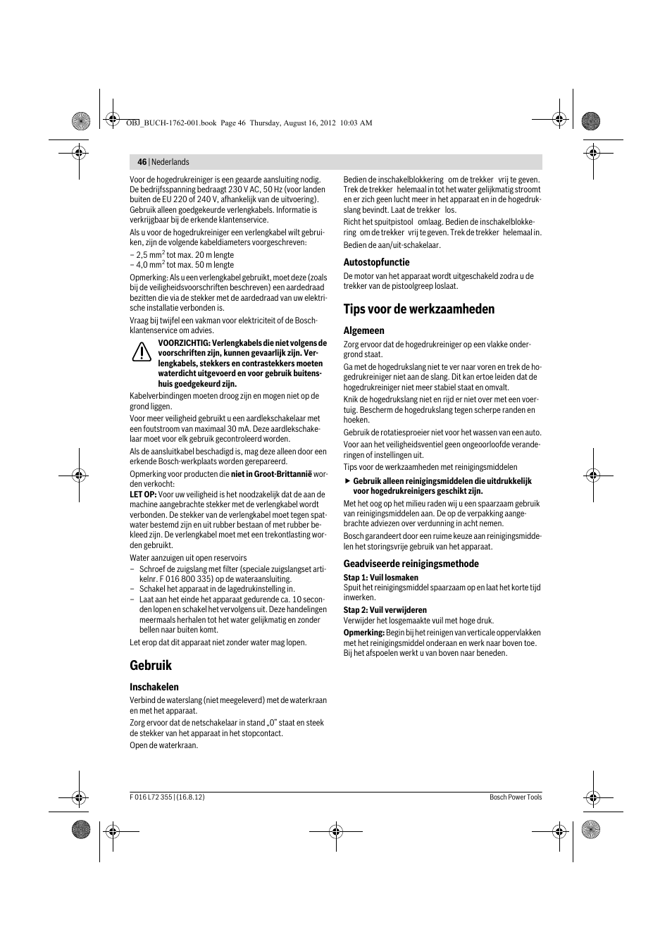 Gebruik, Tips voor de werkzaamheden | Bosch GHP 5-14 User Manual | Page 46 / 198