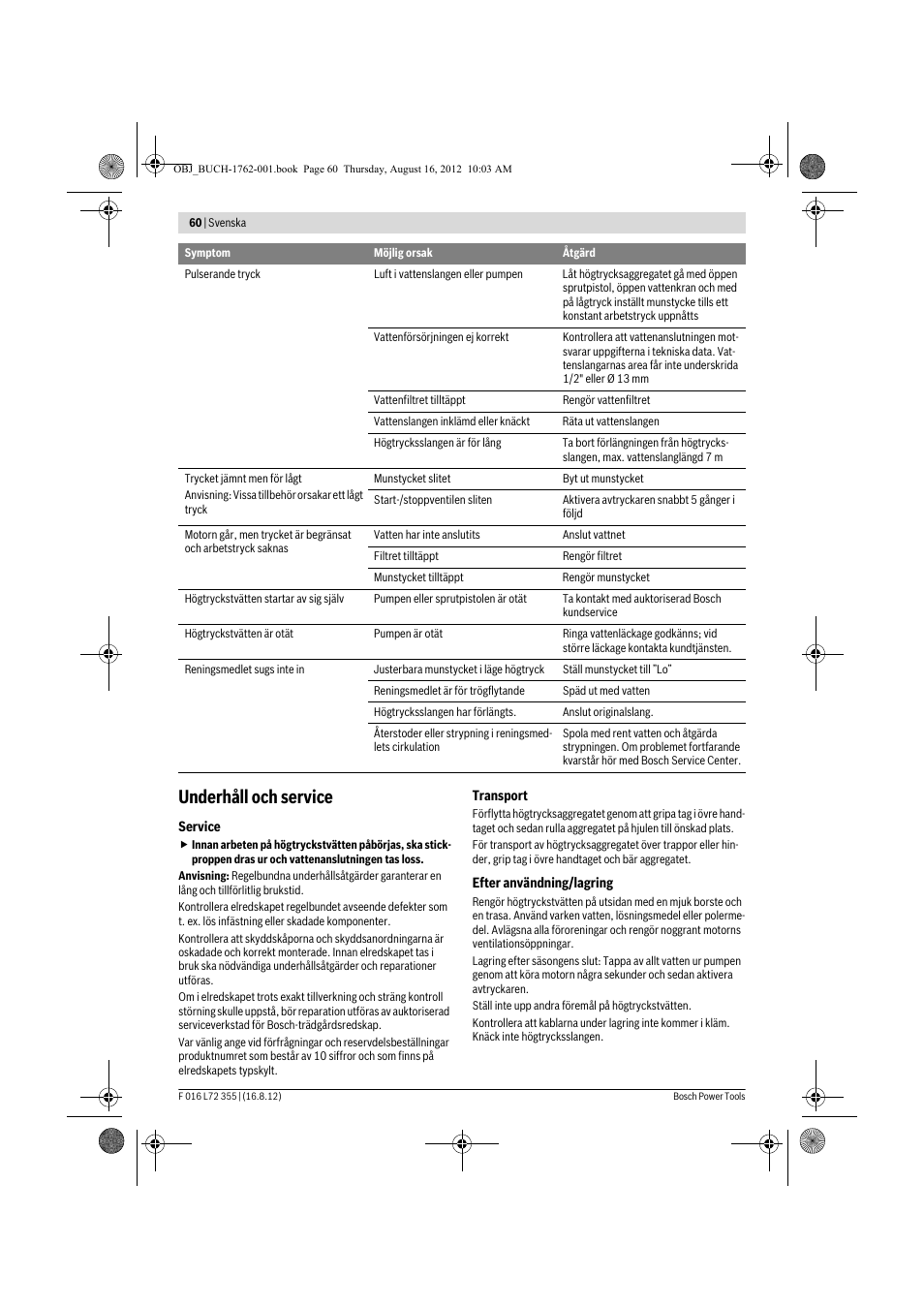 Underhåll och service | Bosch GHP 5-14 User Manual | Page 60 / 198