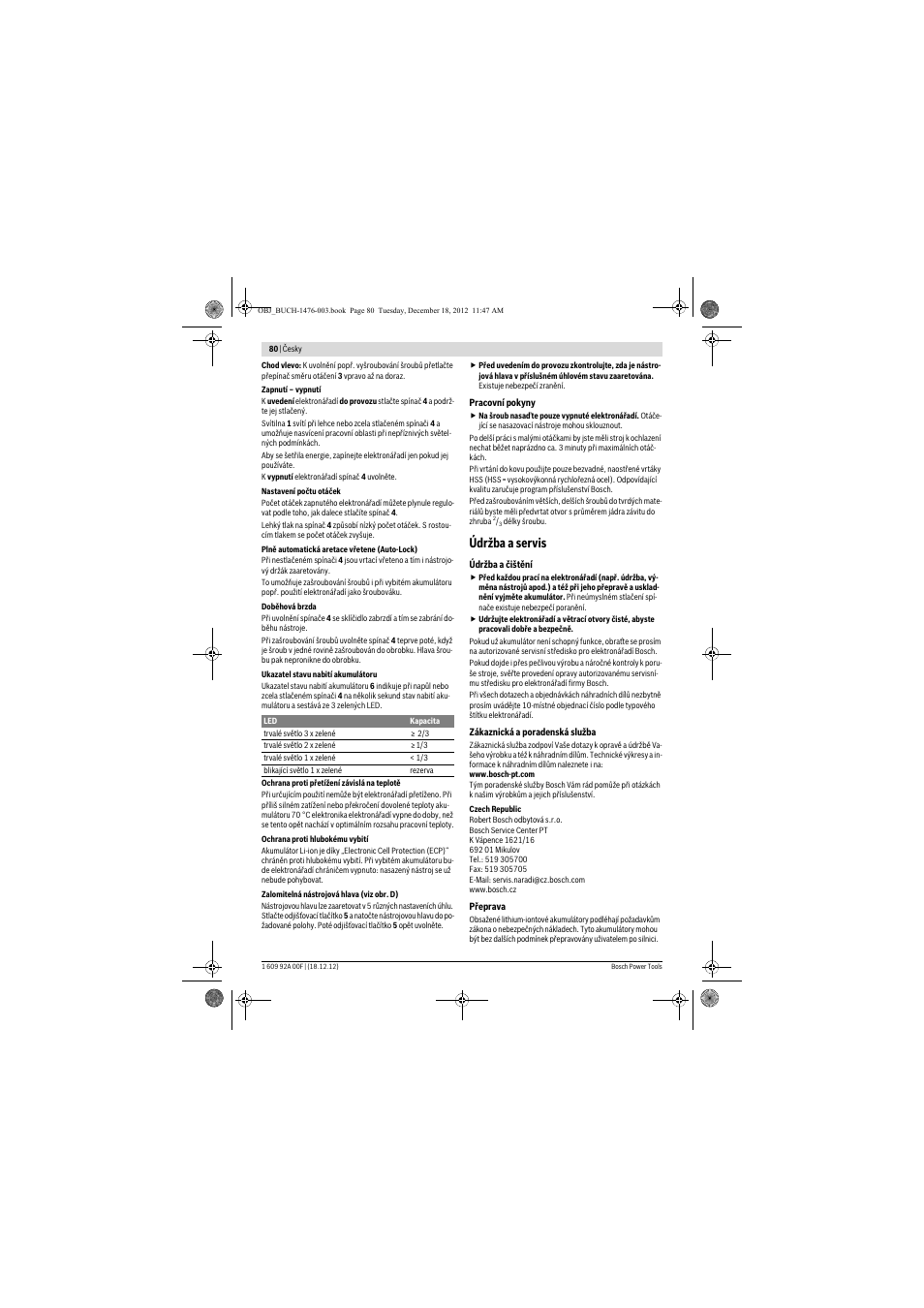 Údržba a servis | Bosch GWB 10,8-LI Professional User Manual | Page 80 / 153