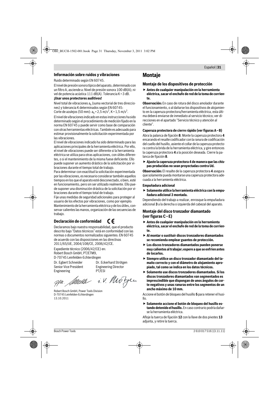 Montaje | Bosch GCT 115 Professional User Manual | Page 31 / 205