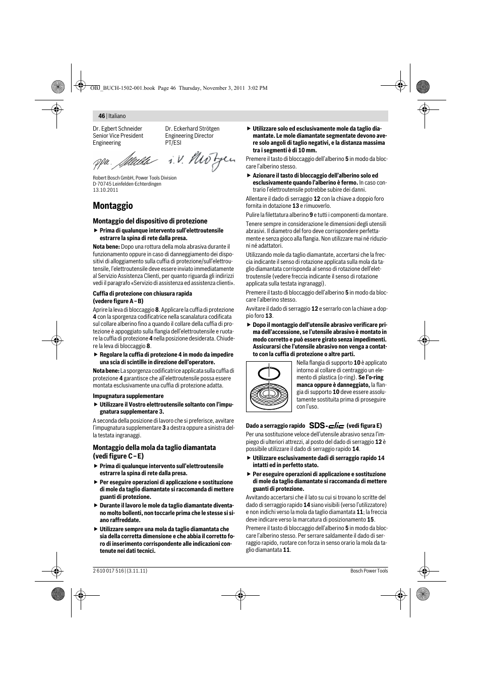 Montaggio | Bosch GCT 115 Professional User Manual | Page 46 / 205