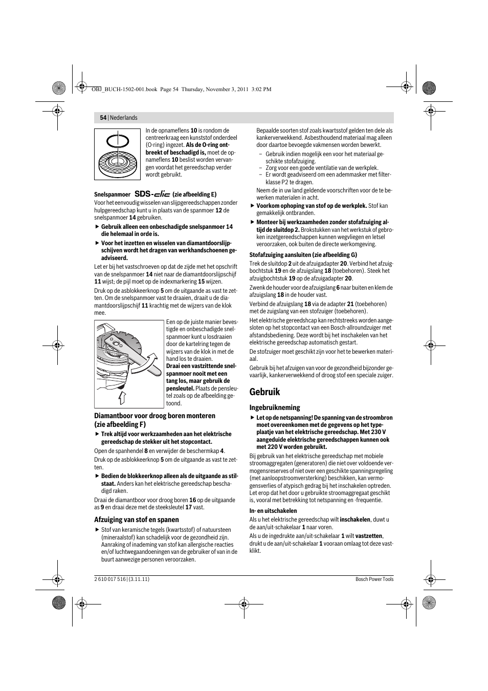 Gebruik | Bosch GCT 115 Professional User Manual | Page 54 / 205