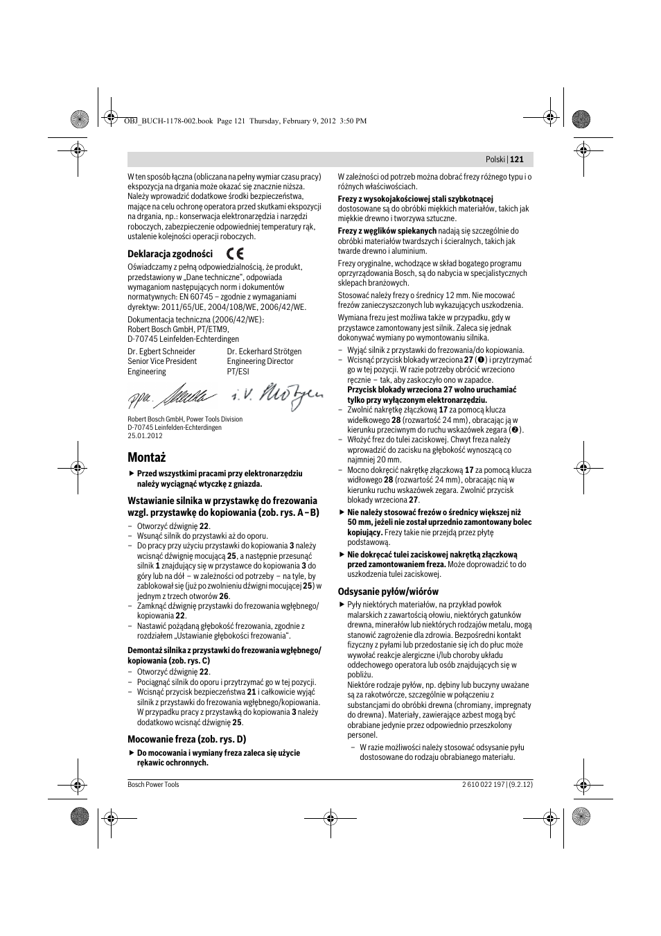 Montaż | Bosch GMF 1600 CE Professional User Manual | Page 121 / 255