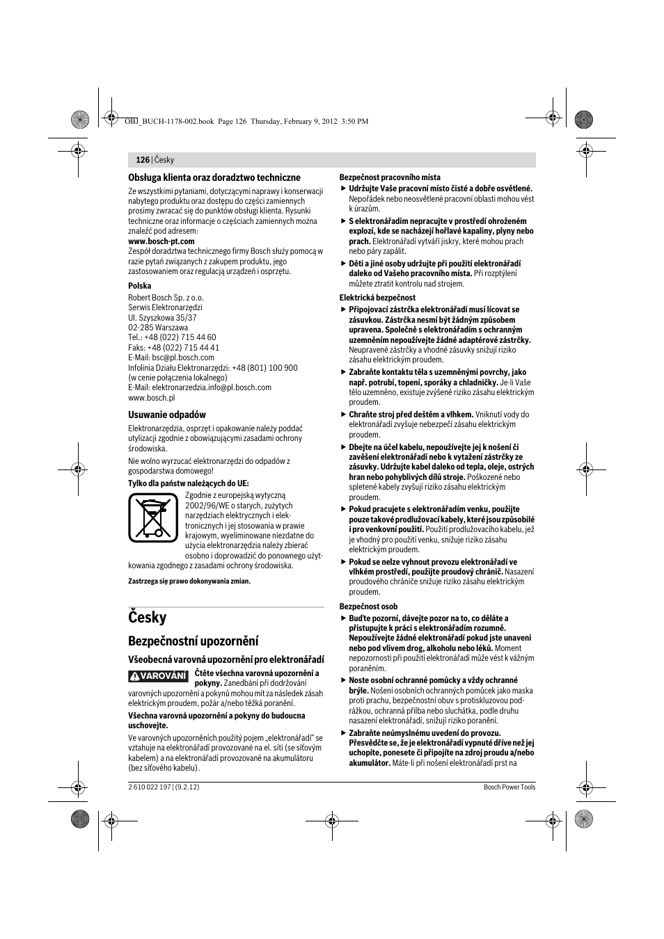 Česky, Bezpečnostní upozornění | Bosch GMF 1600 CE Professional User Manual | Page 126 / 255
