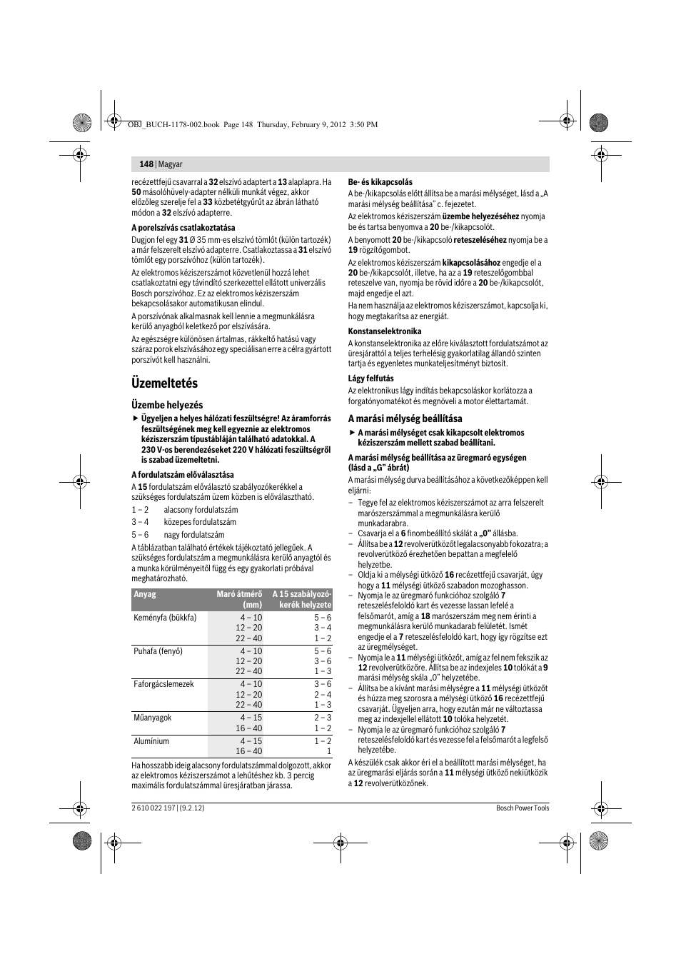 Üzemeltetés | Bosch GMF 1600 CE Professional User Manual | Page 148 / 255