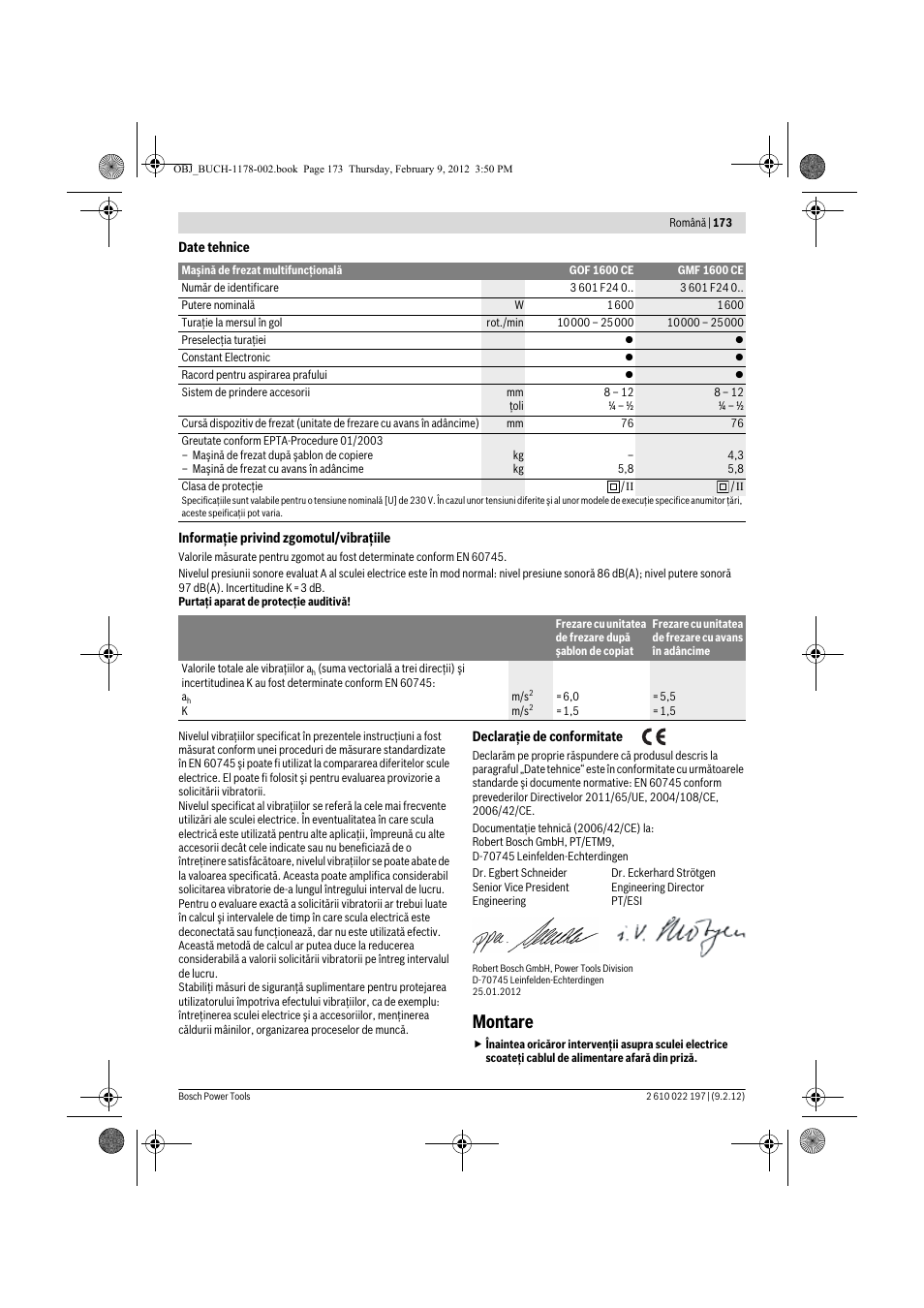 Montare | Bosch GMF 1600 CE Professional User Manual | Page 173 / 255