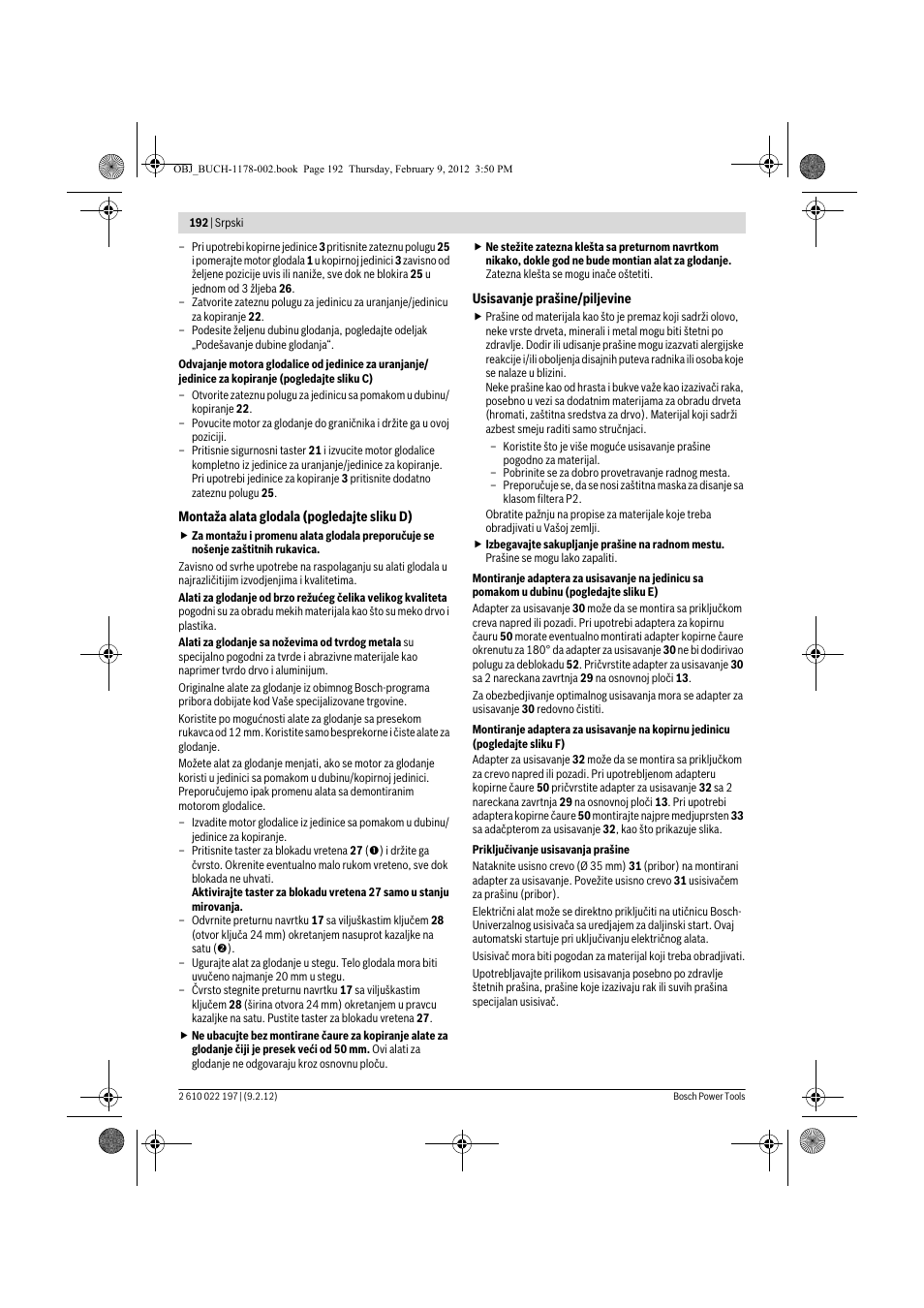 Bosch GMF 1600 CE Professional User Manual | Page 192 / 255
