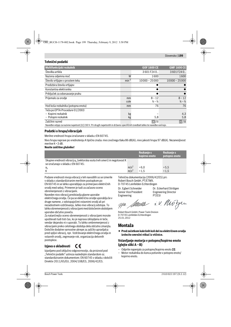 Montaža | Bosch GMF 1600 CE Professional User Manual | Page 199 / 255