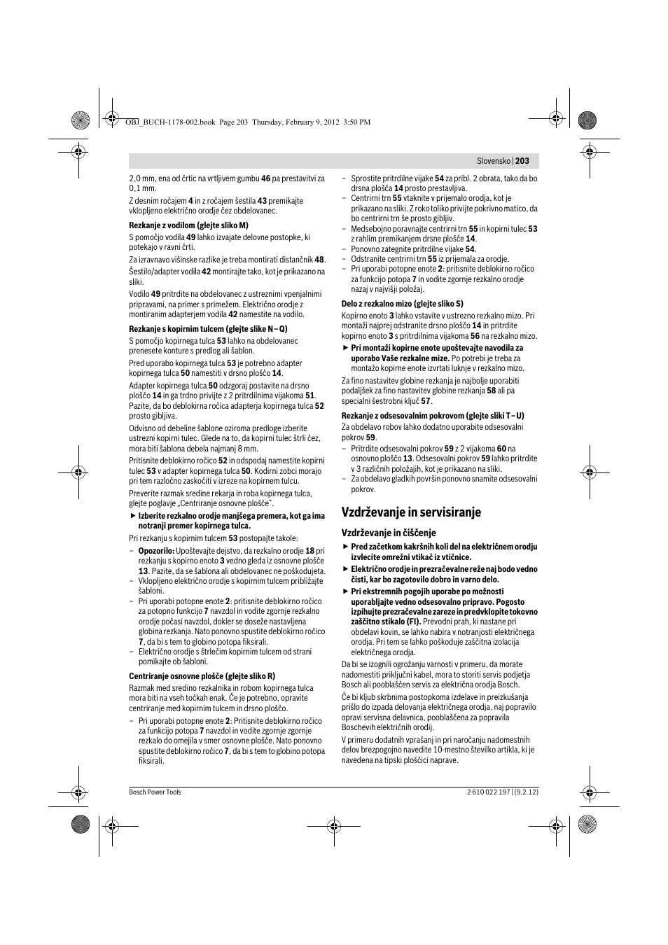 Vzdrževanje in servisiranje | Bosch GMF 1600 CE Professional User Manual | Page 203 / 255