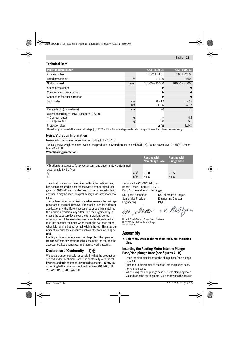 Assembly | Bosch GMF 1600 CE Professional User Manual | Page 21 / 255