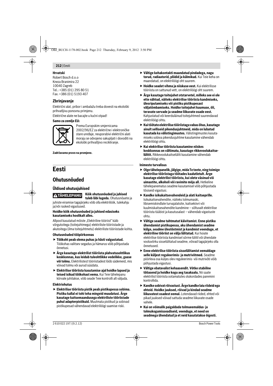 Eesti, Ohutusnõuded | Bosch GMF 1600 CE Professional User Manual | Page 212 / 255