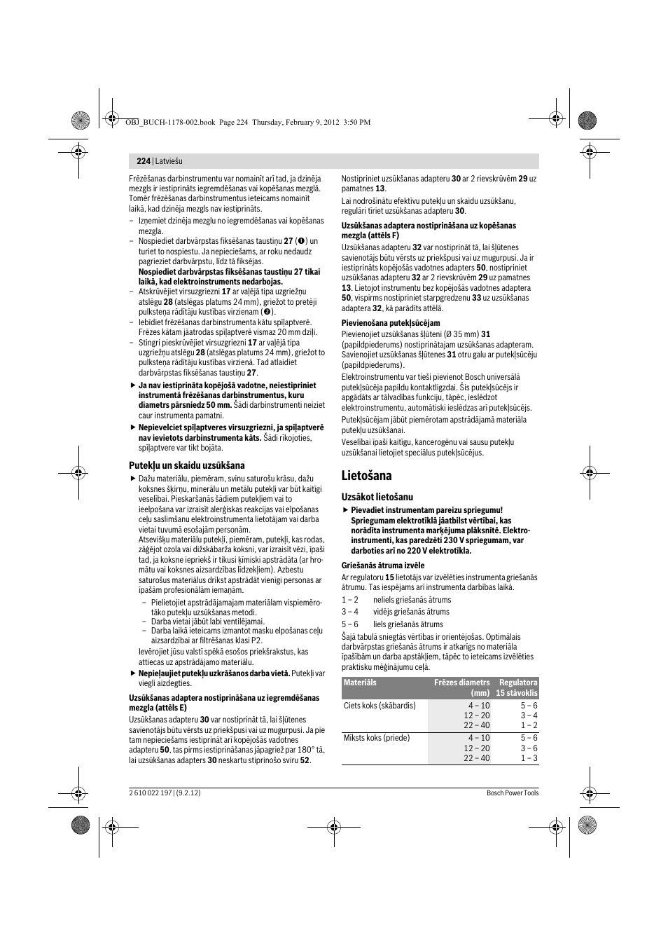 Lietošana | Bosch GMF 1600 CE Professional User Manual | Page 224 / 255