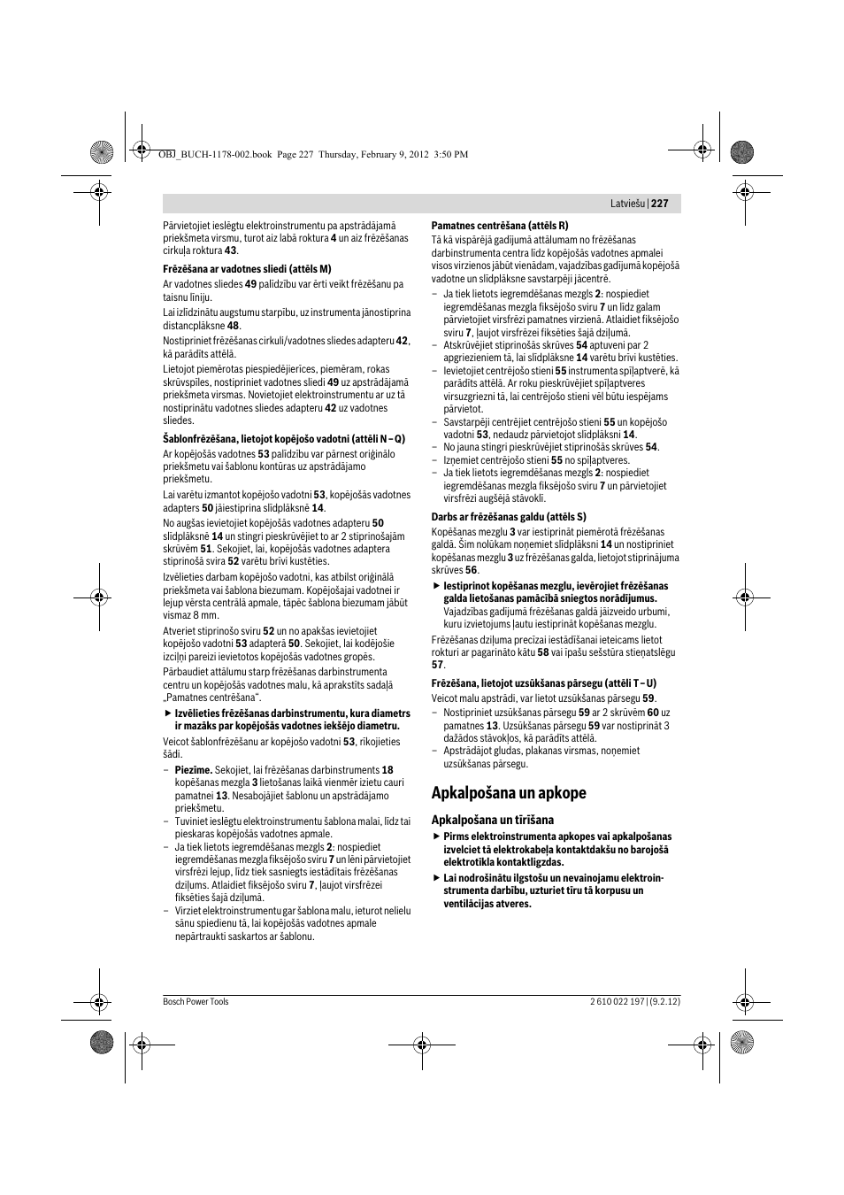 Apkalpošana un apkope | Bosch GMF 1600 CE Professional User Manual | Page 227 / 255