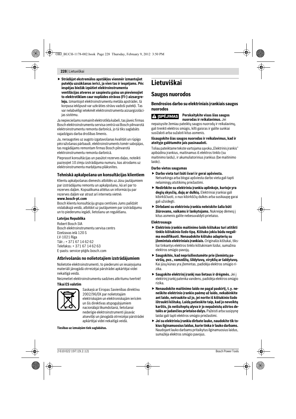 Lietuviškai, Saugos nuorodos | Bosch GMF 1600 CE Professional User Manual | Page 228 / 255