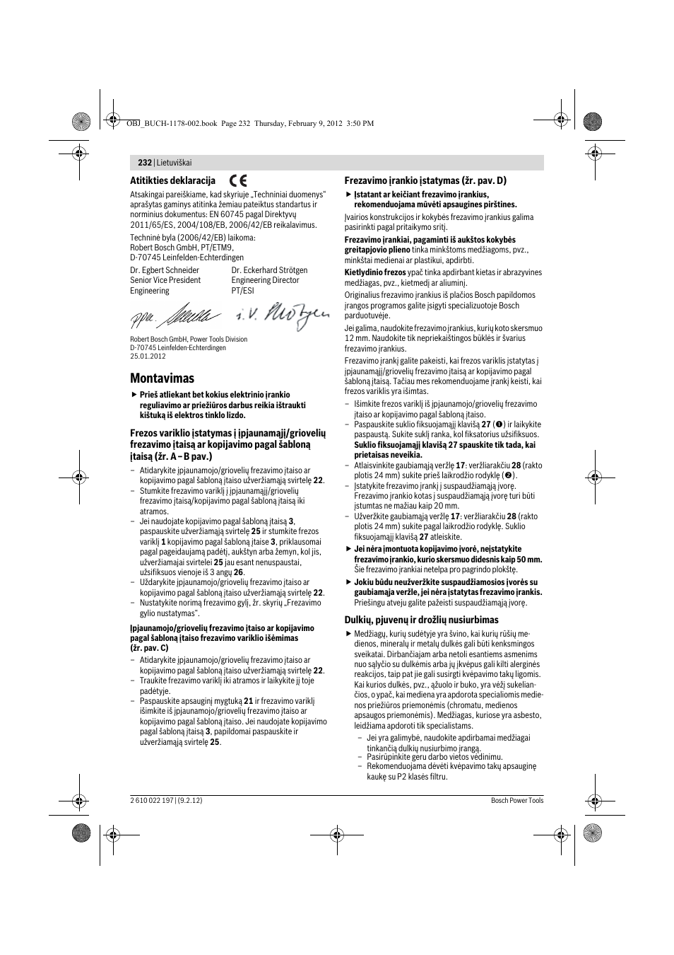 Montavimas | Bosch GMF 1600 CE Professional User Manual | Page 232 / 255