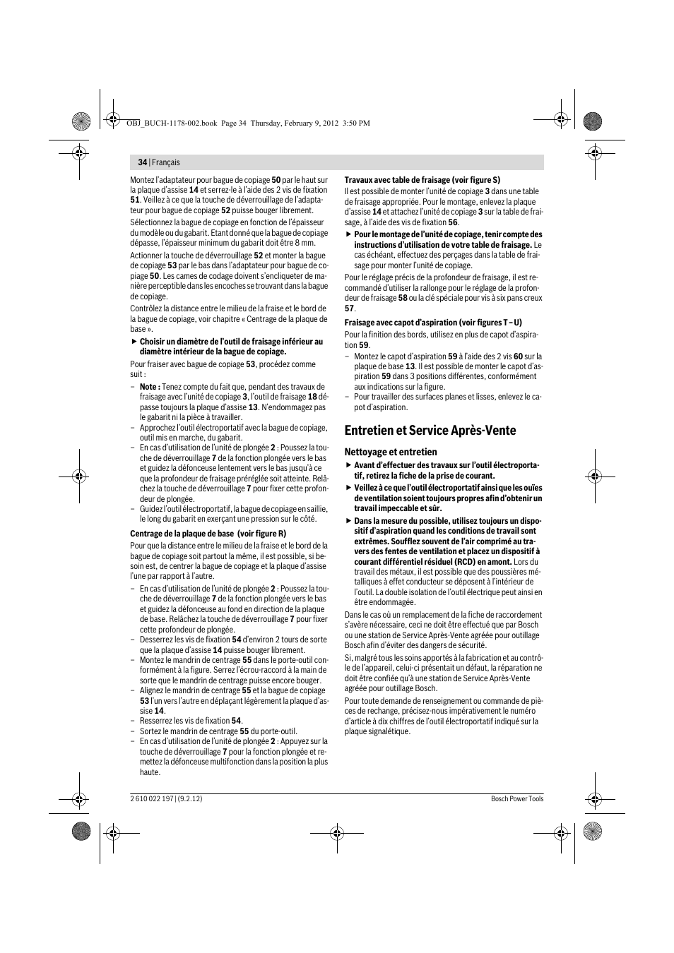 Entretien et service après-vente | Bosch GMF 1600 CE Professional User Manual | Page 34 / 255