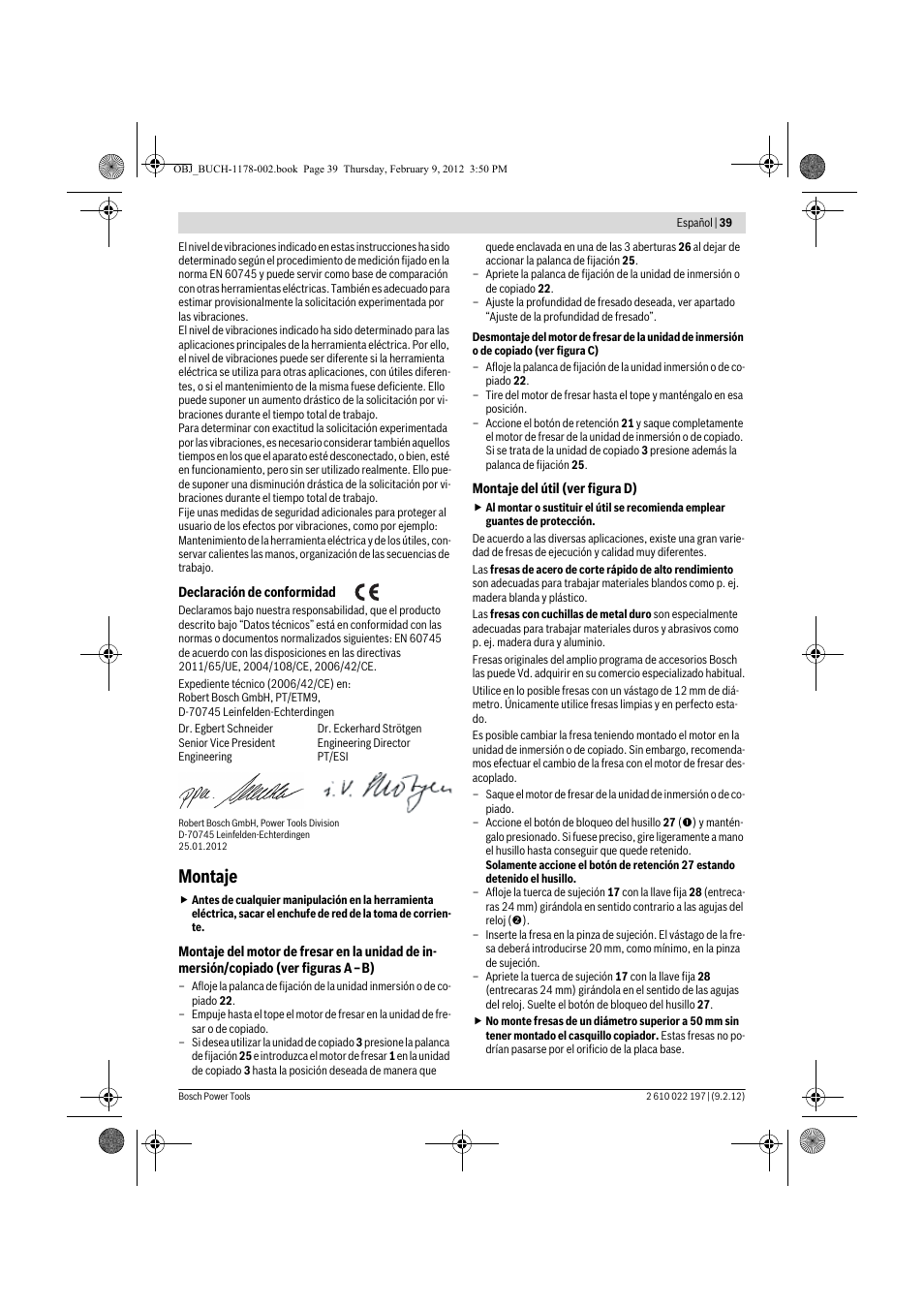 Montaje | Bosch GMF 1600 CE Professional User Manual | Page 39 / 255