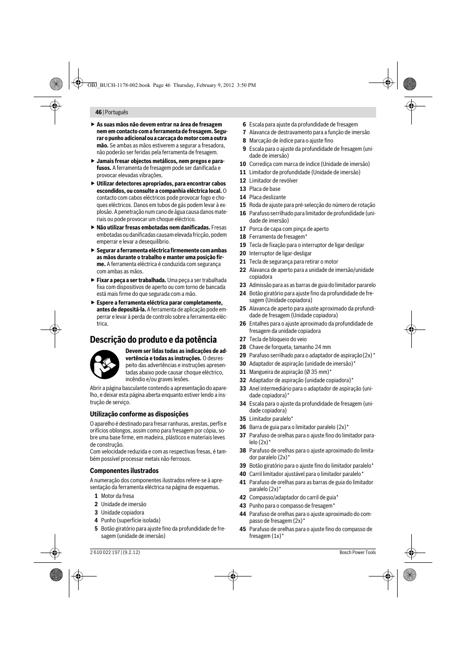 Descrição do produto e da potência | Bosch GMF 1600 CE Professional User Manual | Page 46 / 255