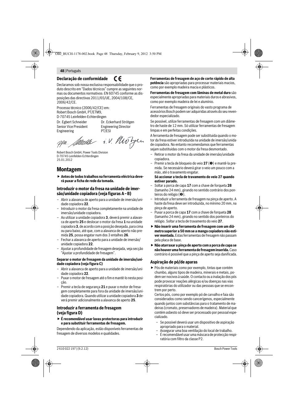 Montagem | Bosch GMF 1600 CE Professional User Manual | Page 48 / 255