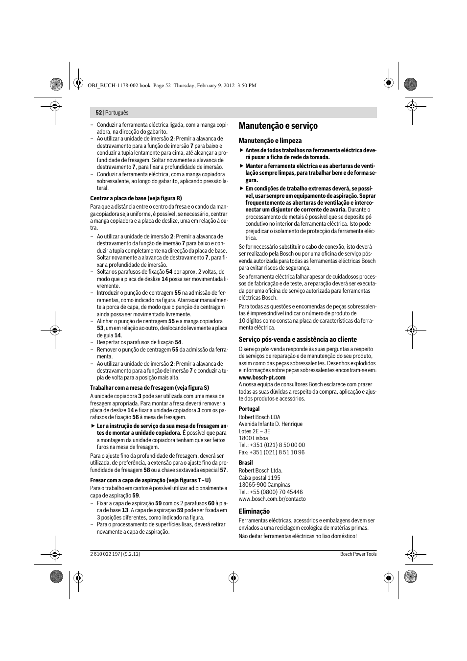 Manutenção e serviço | Bosch GMF 1600 CE Professional User Manual | Page 52 / 255