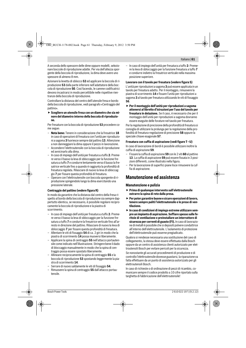 Manutenzione ed assistenza | Bosch GMF 1600 CE Professional User Manual | Page 61 / 255