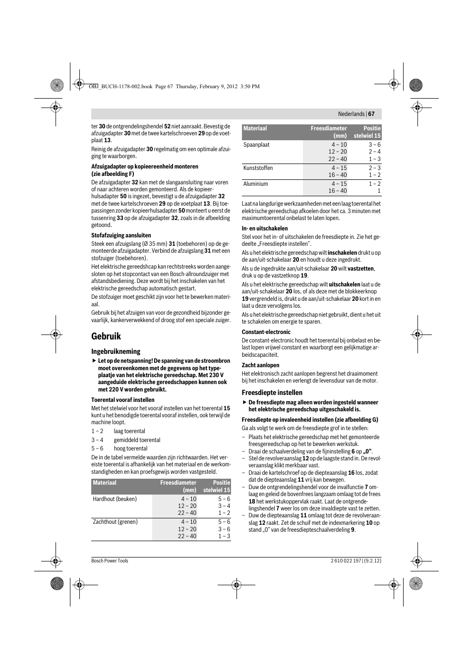 Gebruik | Bosch GMF 1600 CE Professional User Manual | Page 67 / 255
