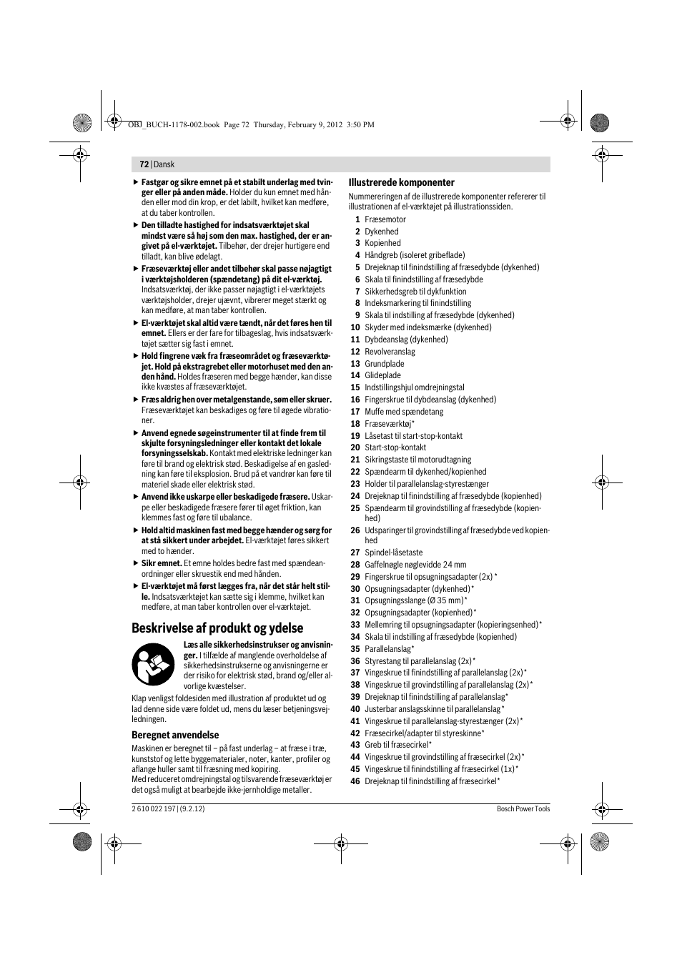Beskrivelse af produkt og ydelse | Bosch GMF 1600 CE Professional User Manual | Page 72 / 255