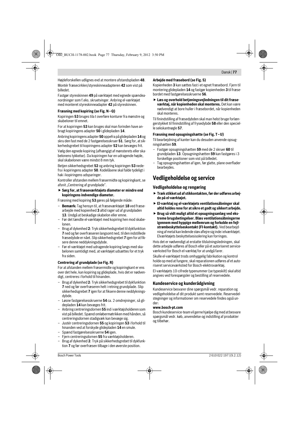 Vedligeholdelse og service | Bosch GMF 1600 CE Professional User Manual | Page 77 / 255