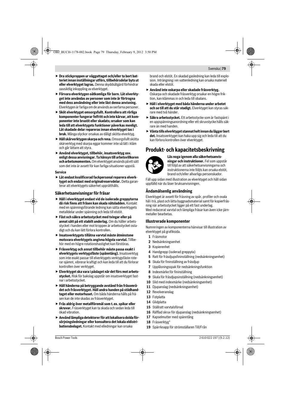 Produkt- och kapacitetsbeskrivning | Bosch GMF 1600 CE Professional User Manual | Page 79 / 255