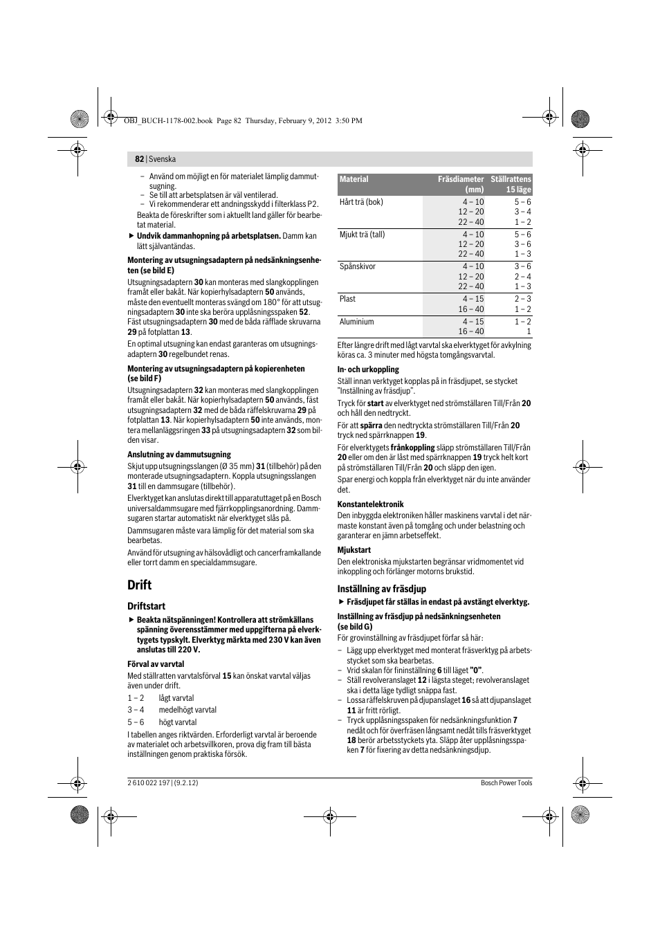 Drift | Bosch GMF 1600 CE Professional User Manual | Page 82 / 255