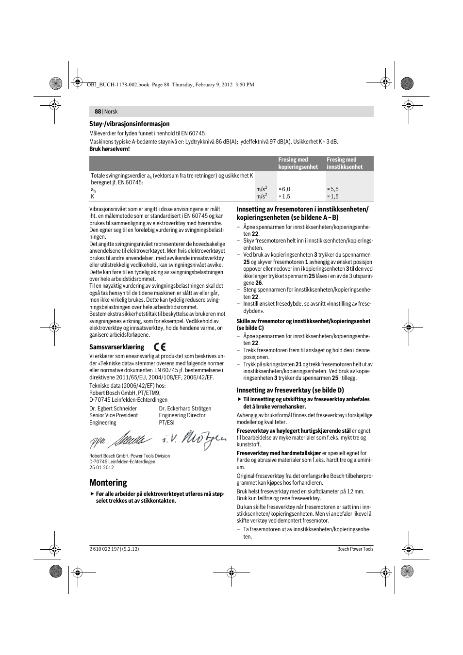 Montering | Bosch GMF 1600 CE Professional User Manual | Page 88 / 255