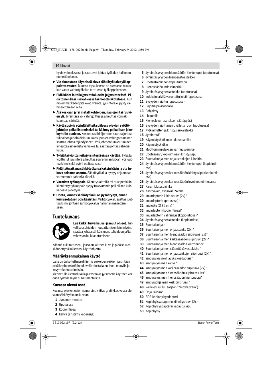 Tuotekuvaus | Bosch GMF 1600 CE Professional User Manual | Page 94 / 255