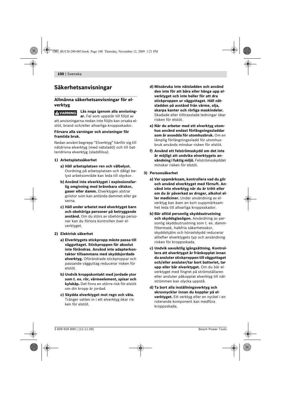 Säkerhetsanvisningar | Bosch GWS Professional 24-300 User Manual | Page 100 / 337