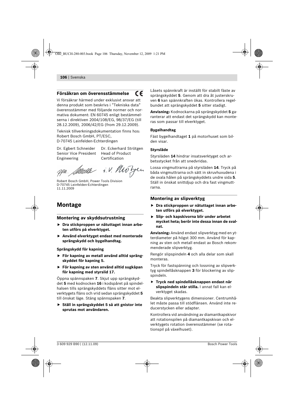 Montage | Bosch GWS Professional 24-300 User Manual | Page 106 / 337