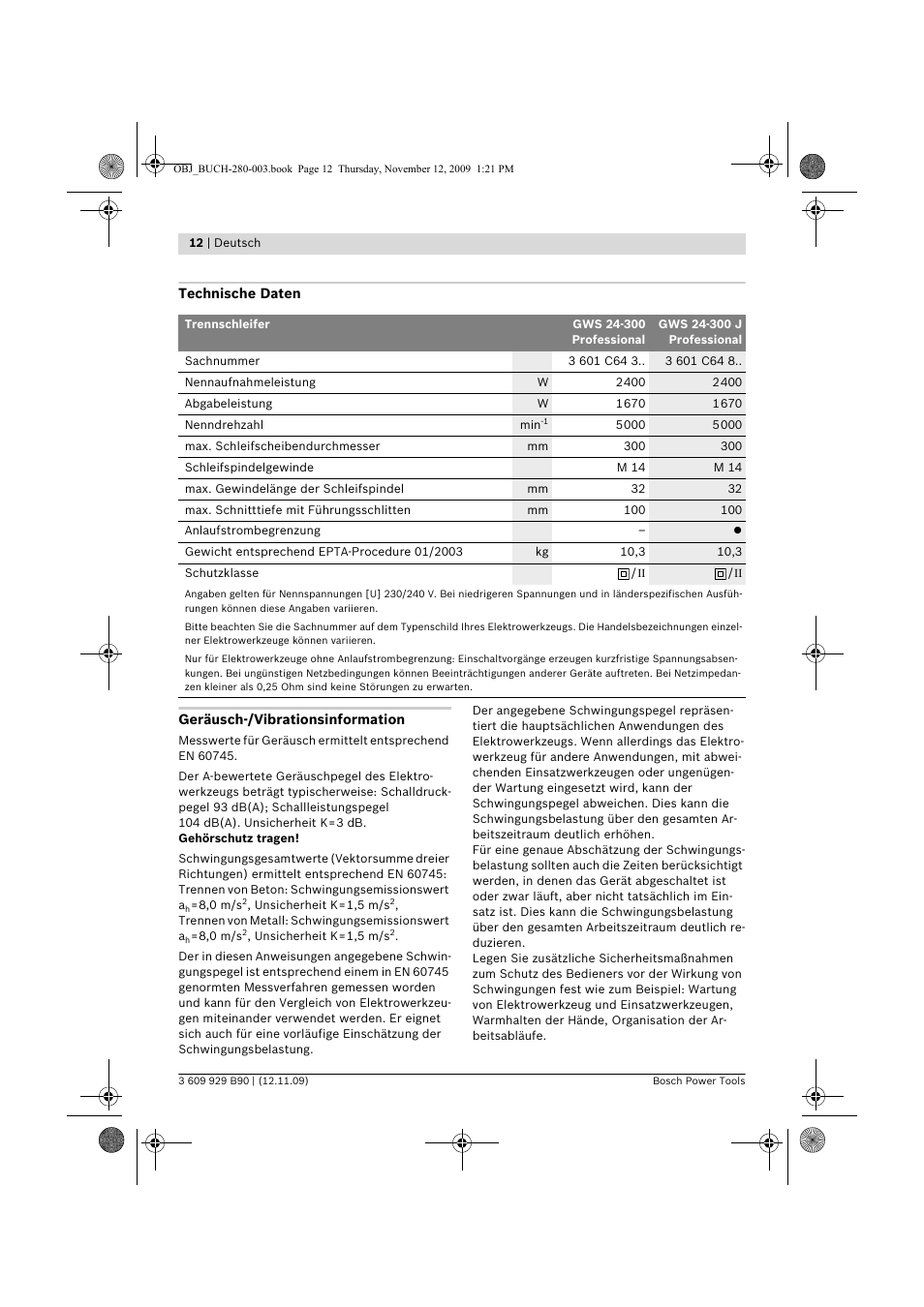 Bosch GWS Professional 24-300 User Manual | Page 12 / 337