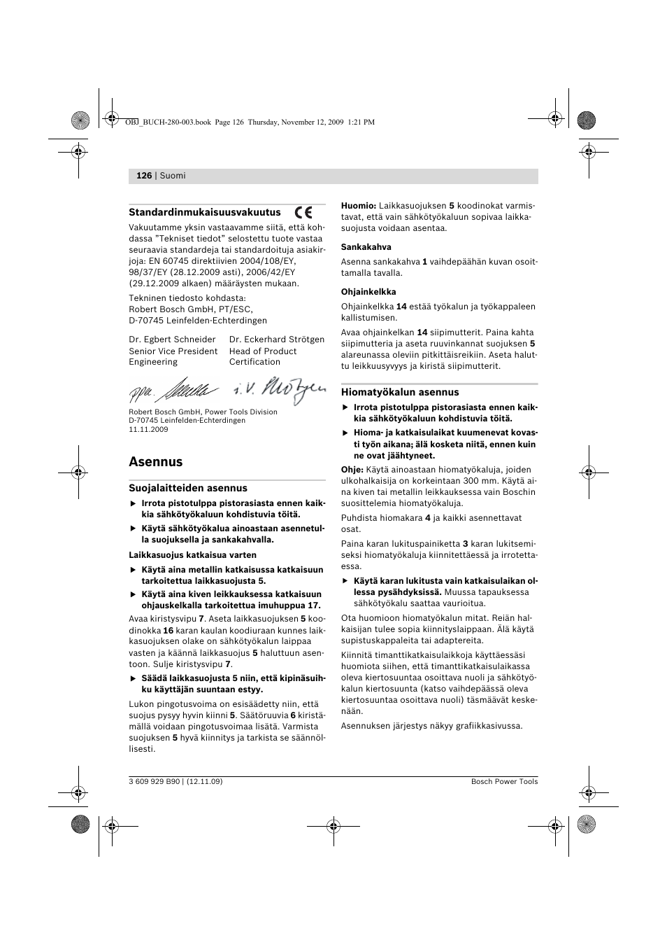 Asennus | Bosch GWS Professional 24-300 User Manual | Page 126 / 337