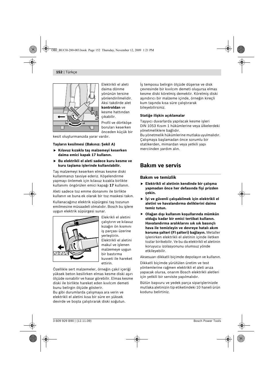 Bak m ve servis | Bosch GWS Professional 24-300 User Manual | Page 152 / 337