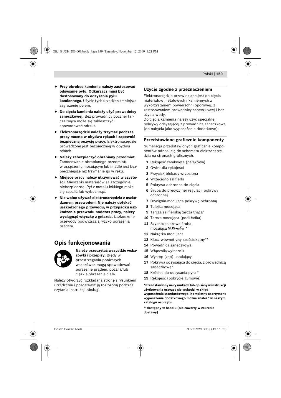 Opis funkcjonowania | Bosch GWS Professional 24-300 User Manual | Page 159 / 337