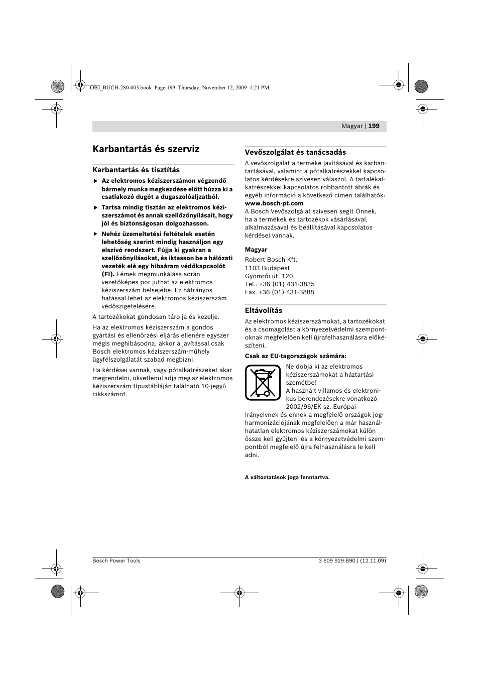Karbantartás és szerviz | Bosch GWS Professional 24-300 User Manual | Page 199 / 337