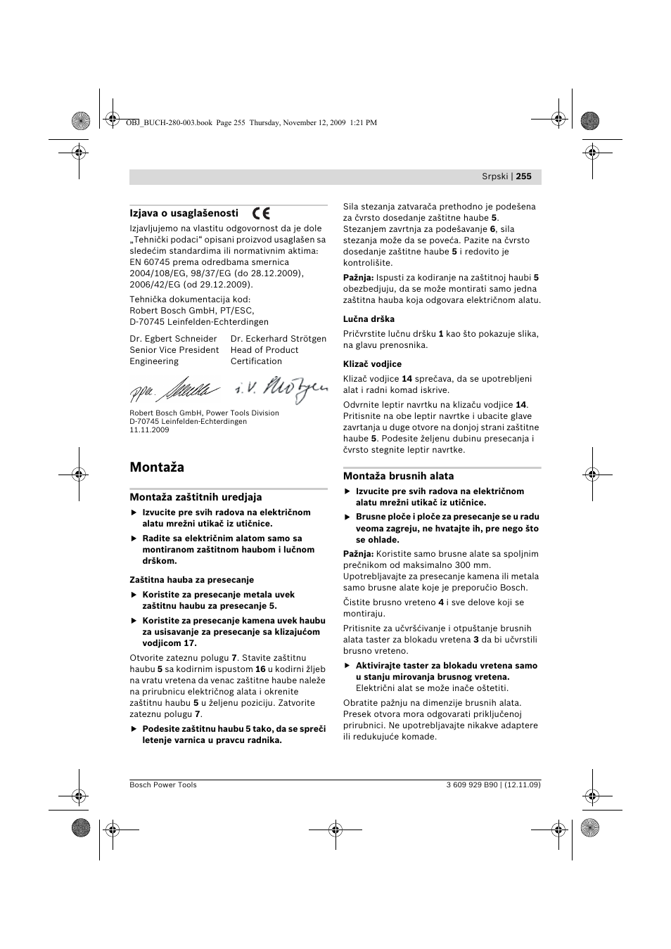 Montaža | Bosch GWS Professional 24-300 User Manual | Page 255 / 337