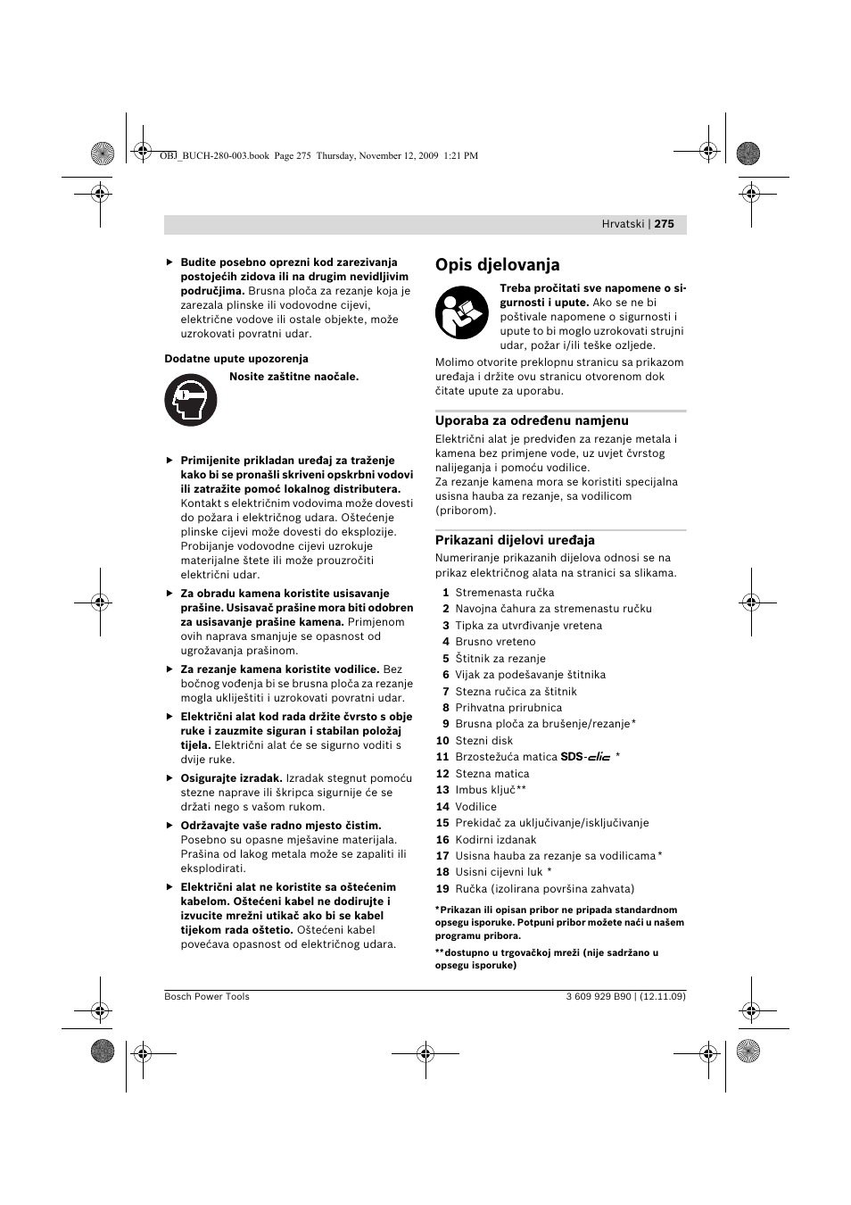Opis djelovanja | Bosch GWS Professional 24-300 User Manual | Page 275 / 337