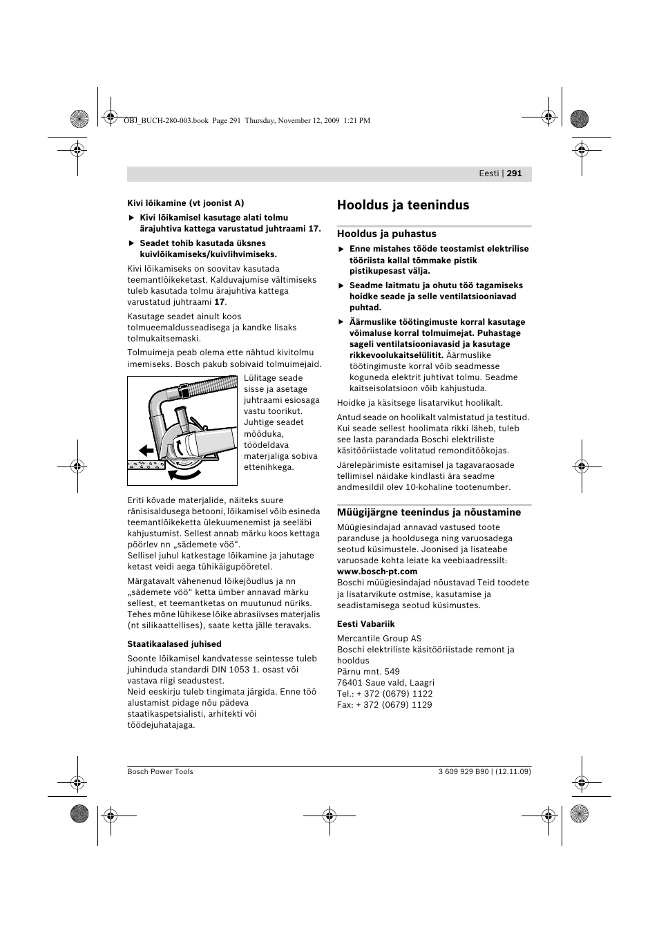 Hooldus ja teenindus | Bosch GWS Professional 24-300 User Manual | Page 291 / 337