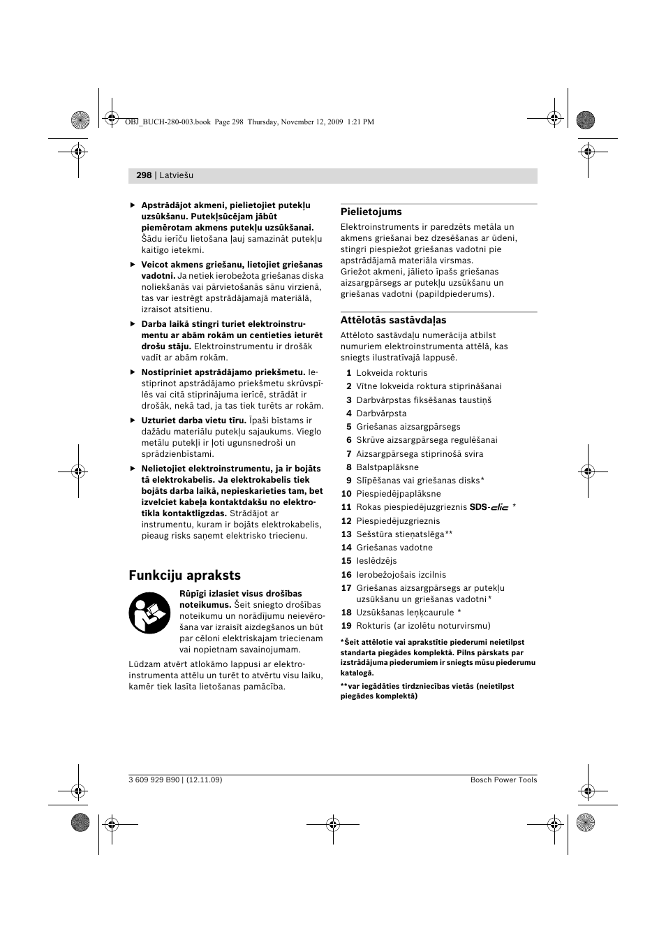 Funkciju apraksts | Bosch GWS Professional 24-300 User Manual | Page 298 / 337