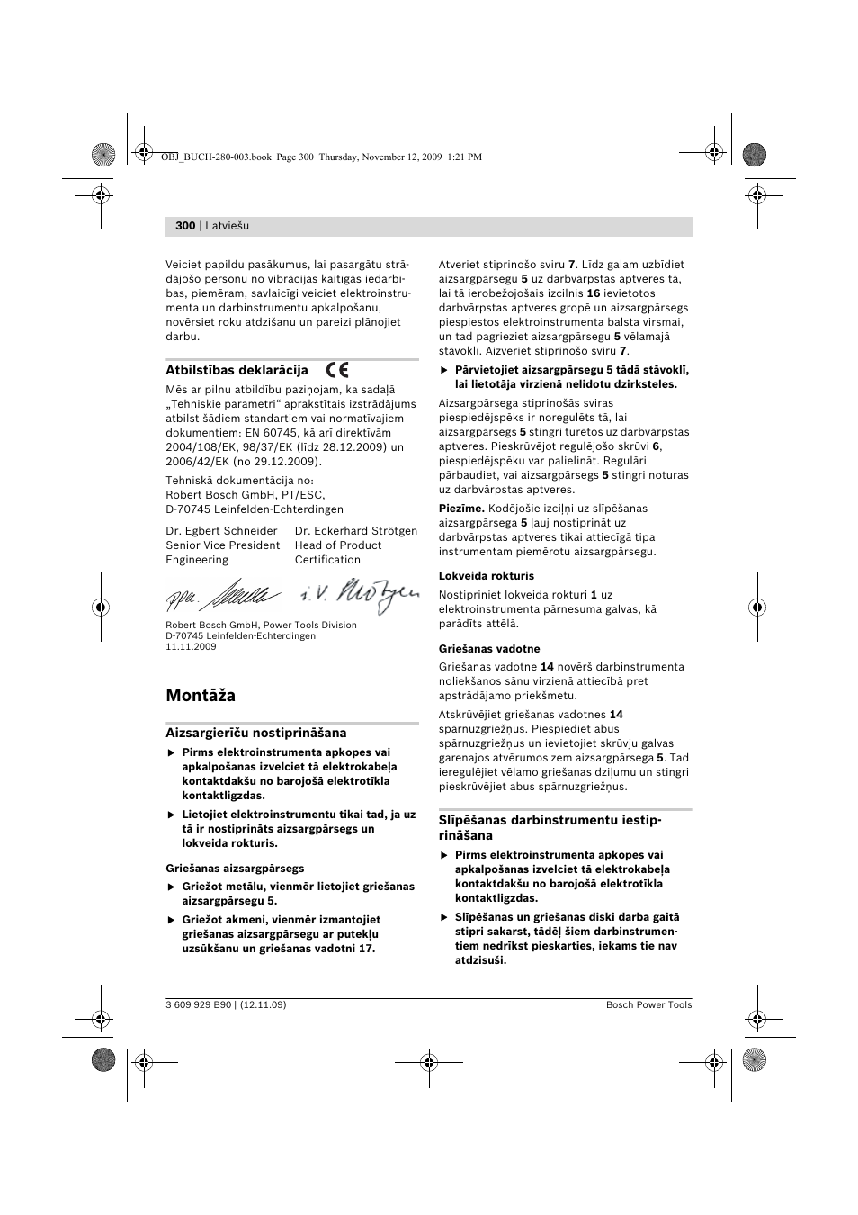 Montāža | Bosch GWS Professional 24-300 User Manual | Page 300 / 337