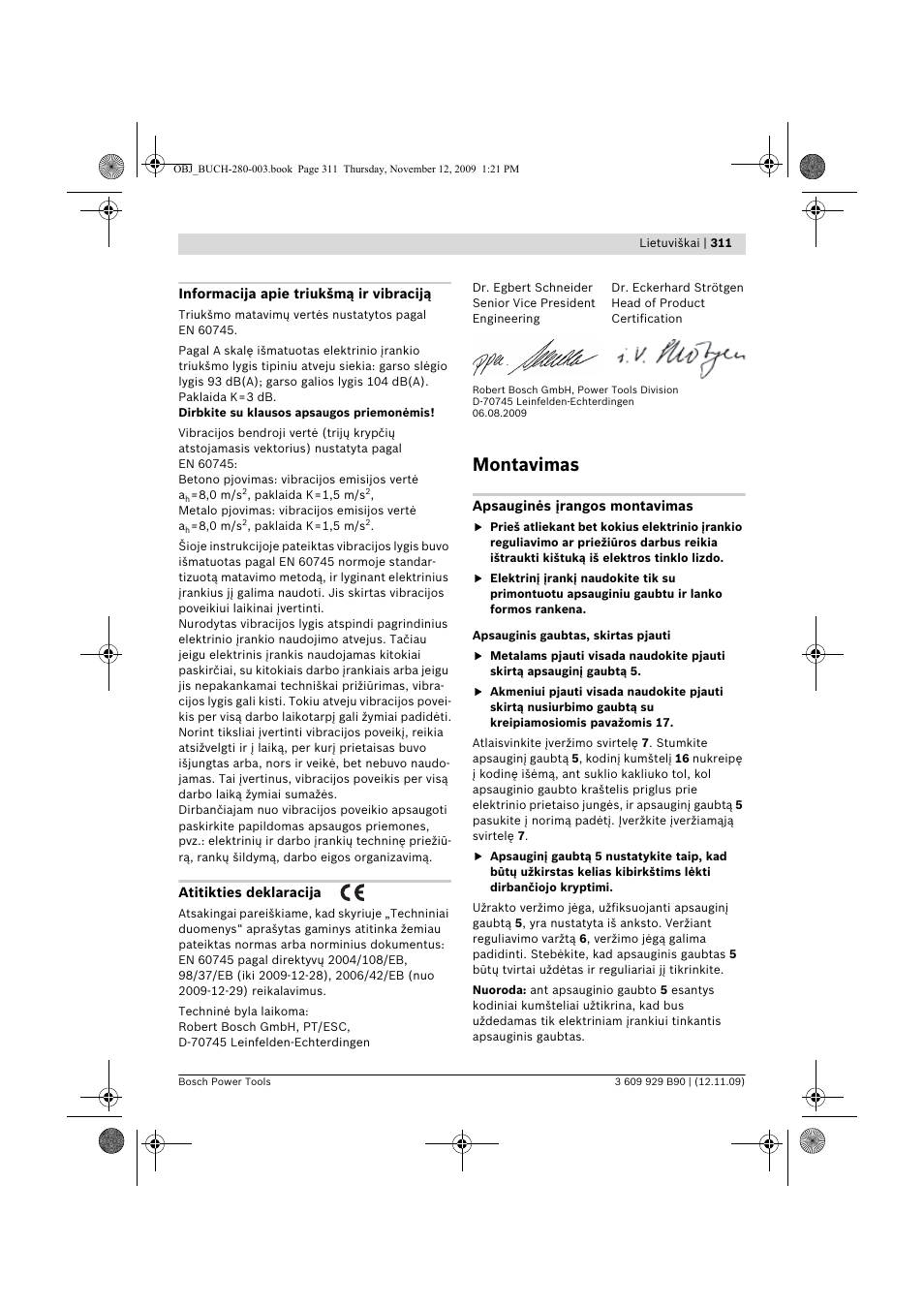 Montavimas | Bosch GWS Professional 24-300 User Manual | Page 311 / 337