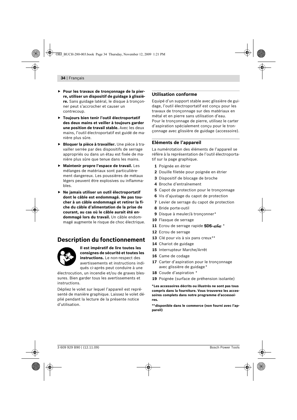 Description du fonctionnement | Bosch GWS Professional 24-300 User Manual | Page 34 / 337
