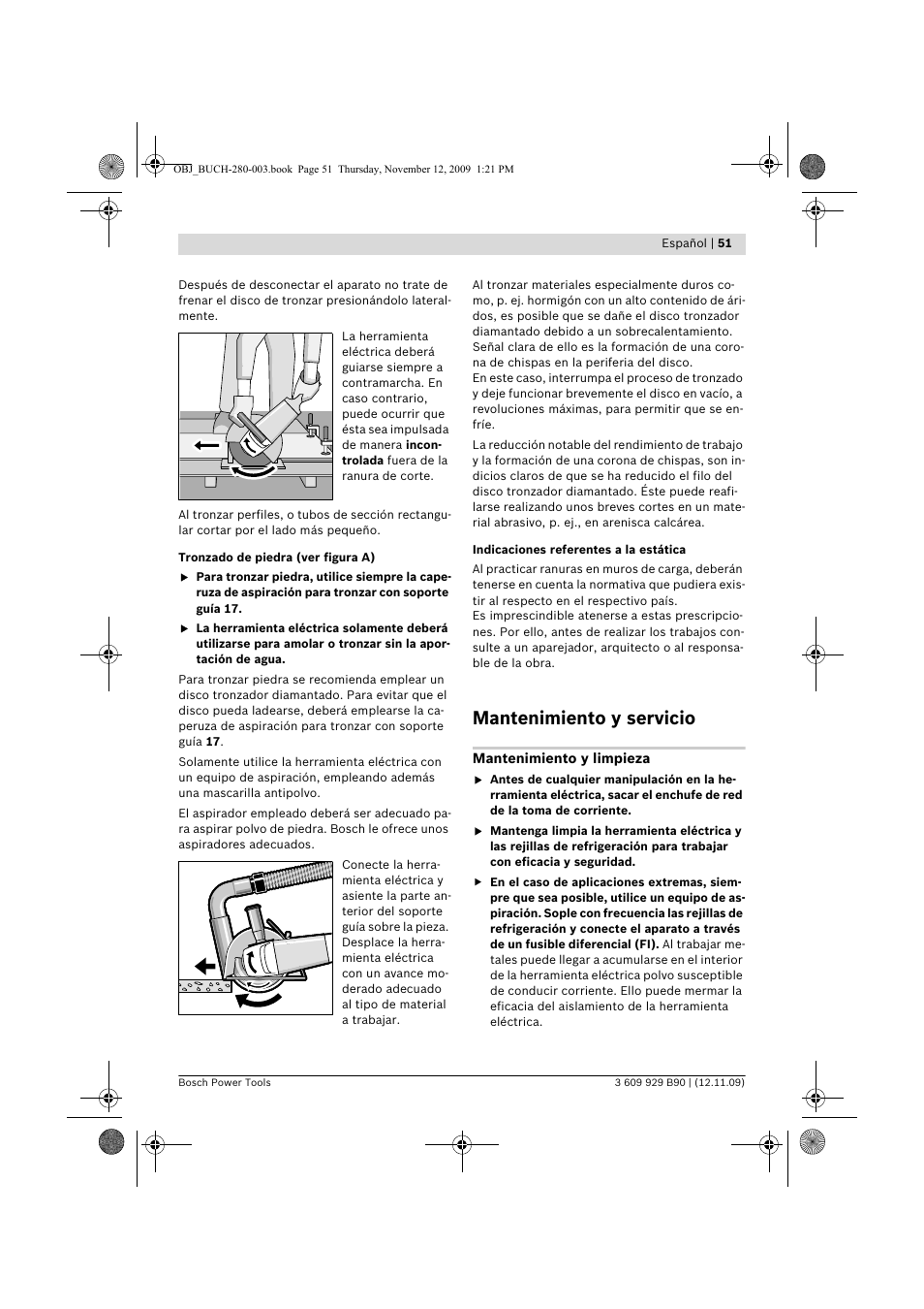 Mantenimiento y servicio | Bosch GWS Professional 24-300 User Manual | Page 51 / 337