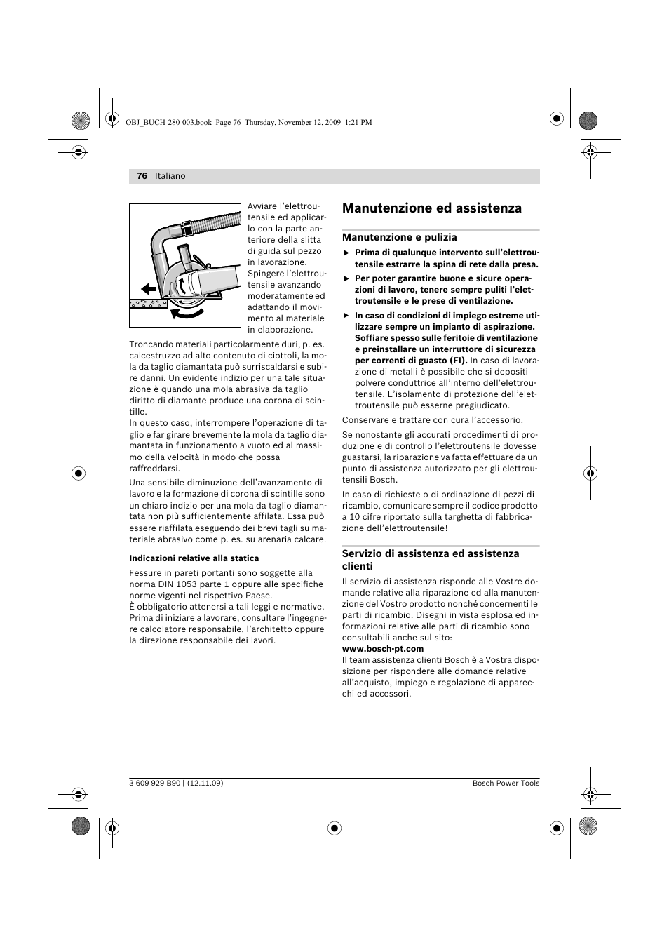 Manutenzione ed assistenza | Bosch GWS Professional 24-300 User Manual | Page 76 / 337