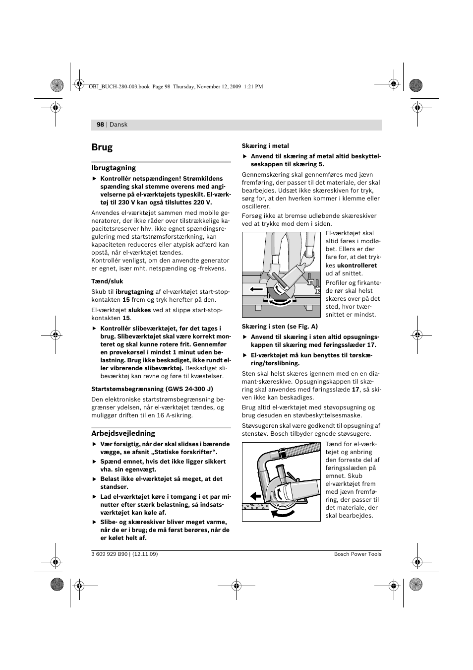 Brug | Bosch GWS Professional 24-300 User Manual | Page 98 / 337